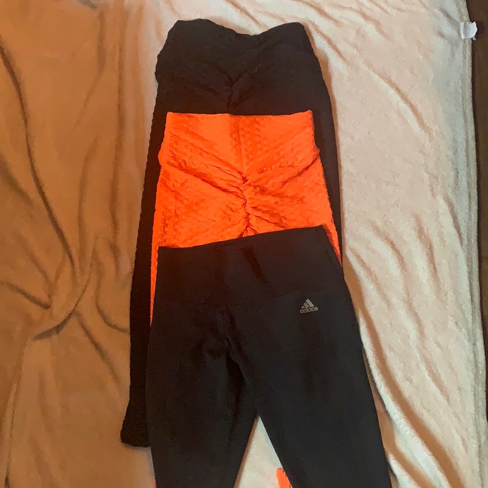 Leggings. 1 adidas and 2 of the beehive style.